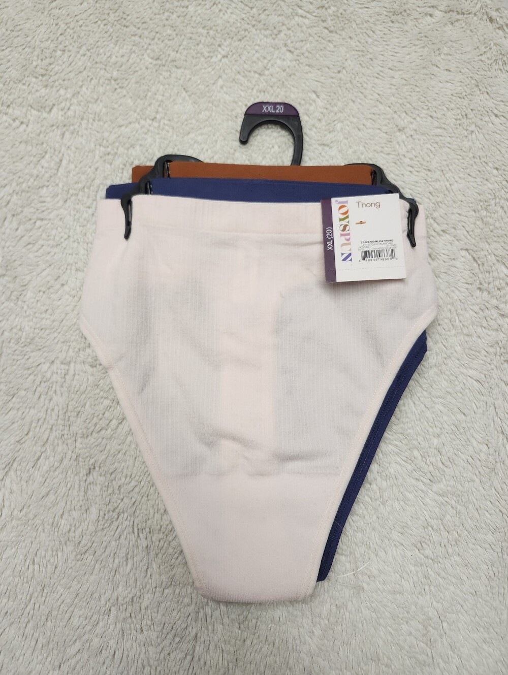 • Joyspun Women Thong Panties 3 Pack Size XXL 20 Plus NWT Seamless Pink Blue